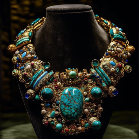 Intricate Turquoise Necklace Display