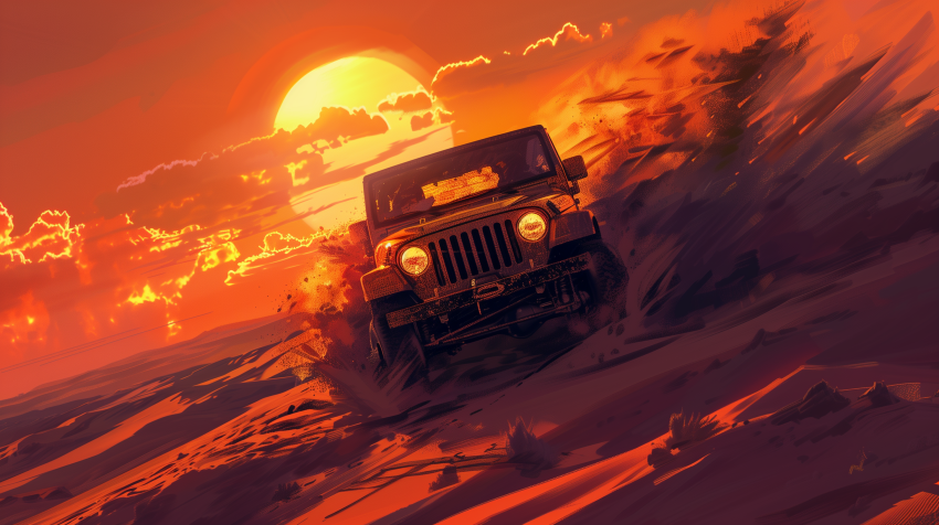 Jeep Conquering the Desert Dunes