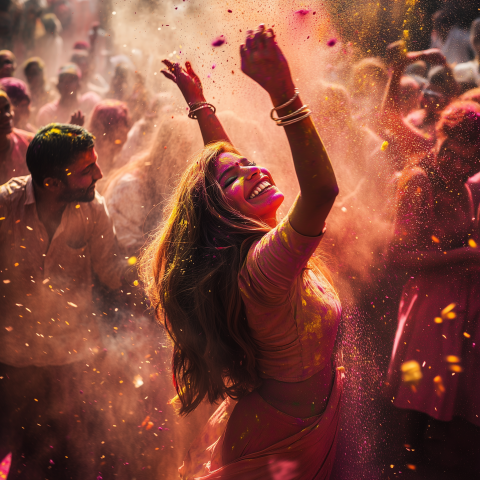 Joyful Celebration During Holi Festival