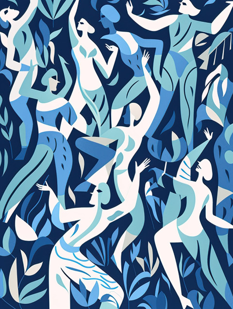 Joyful Dance in Blue Abstract Art