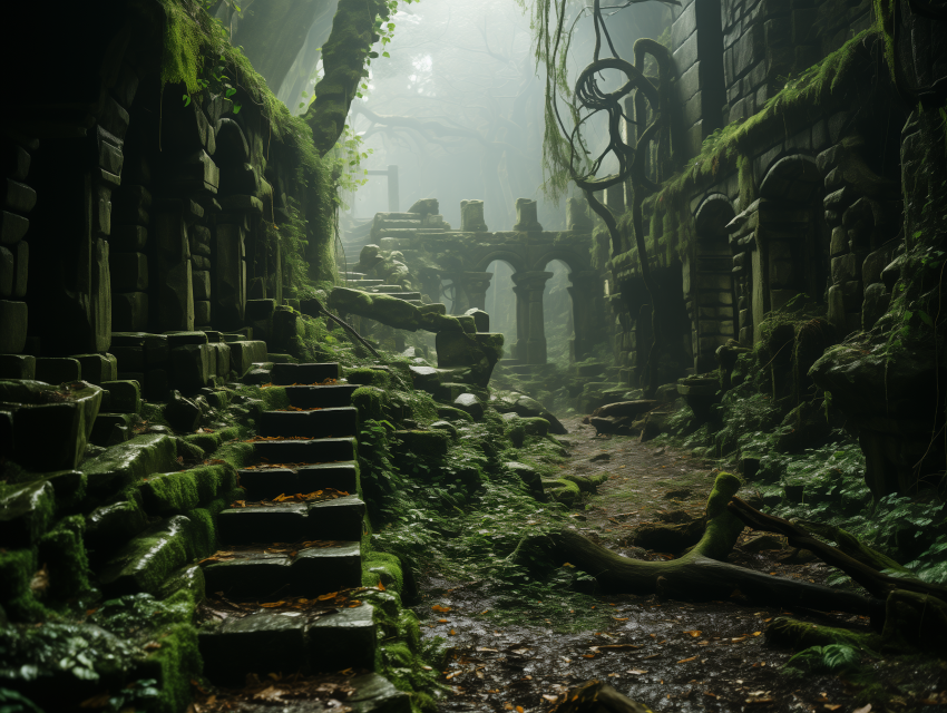 Jungle Ruins with Fallen Trees
