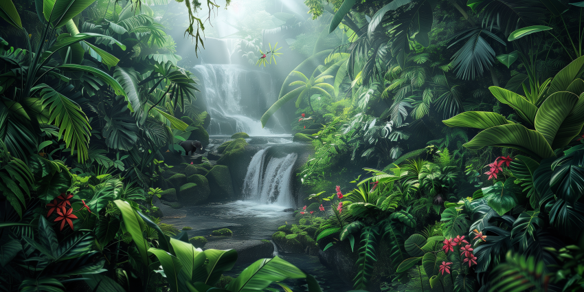 Rainforest with lush foliage