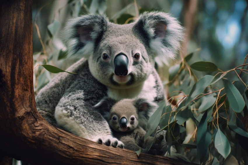 Koala and her baby joey