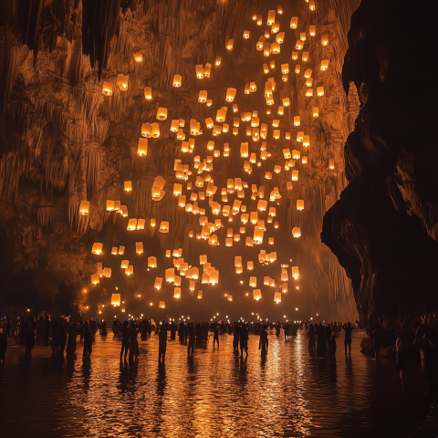 Lantern Festival Inside a Majestic Cave