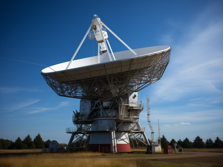 Large Satellite Dish Under Blue Sky