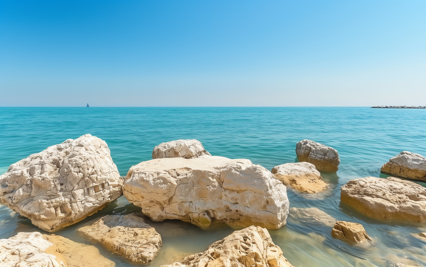 Large White Rocks on a Tranquil Seaside