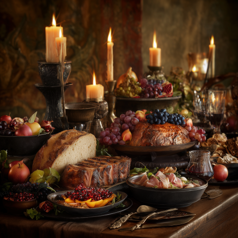 Lavish Candlelit Feast Still Life