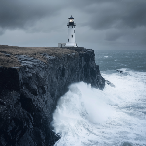 Lighthouse Standing Against Stormy Seas