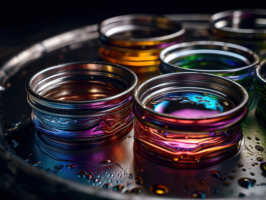 Colorful Liquid Metal in Jars