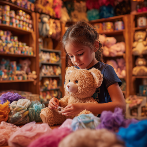 Young Girl Building Her Own Bear
