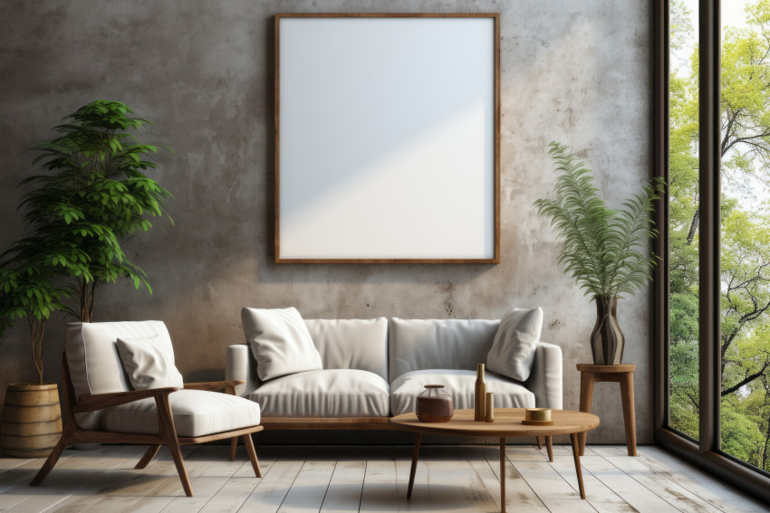 Living room blank poster art mockup