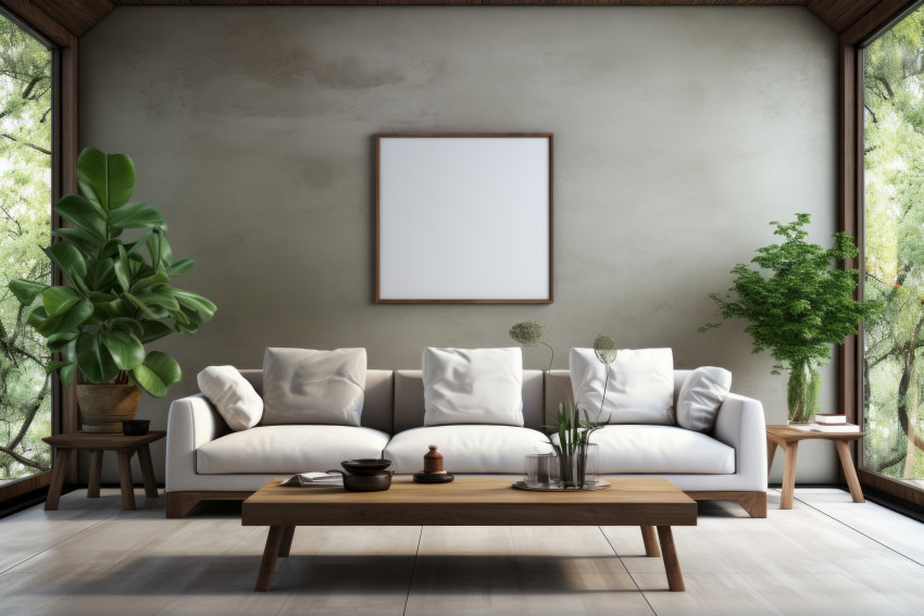 Living room blank poster art mockup