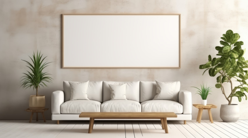 Living room blank poster art mockup