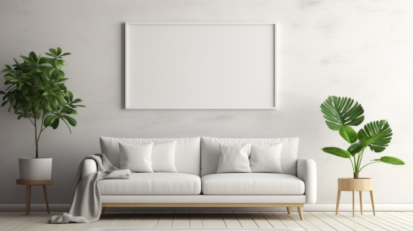 Living room blank poster art mockup