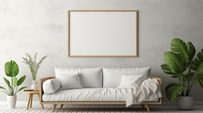 Living room blank poster art mockup