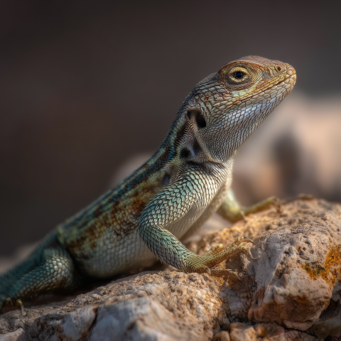 Lizard Standing Alert on Rock