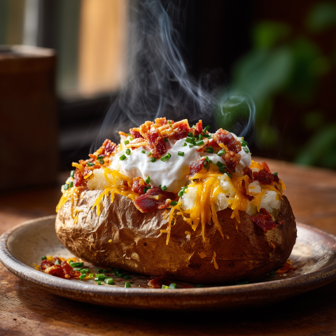 Loaded Baked Potato with Bacon Toppings