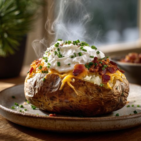 Loaded Baked Potato with Bacon Toppings