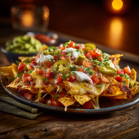 Loaded Nachos with Pico De Gallo and Jalapeños