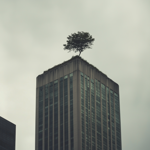 Lone Tree Grows Atop Skyscraper Roof