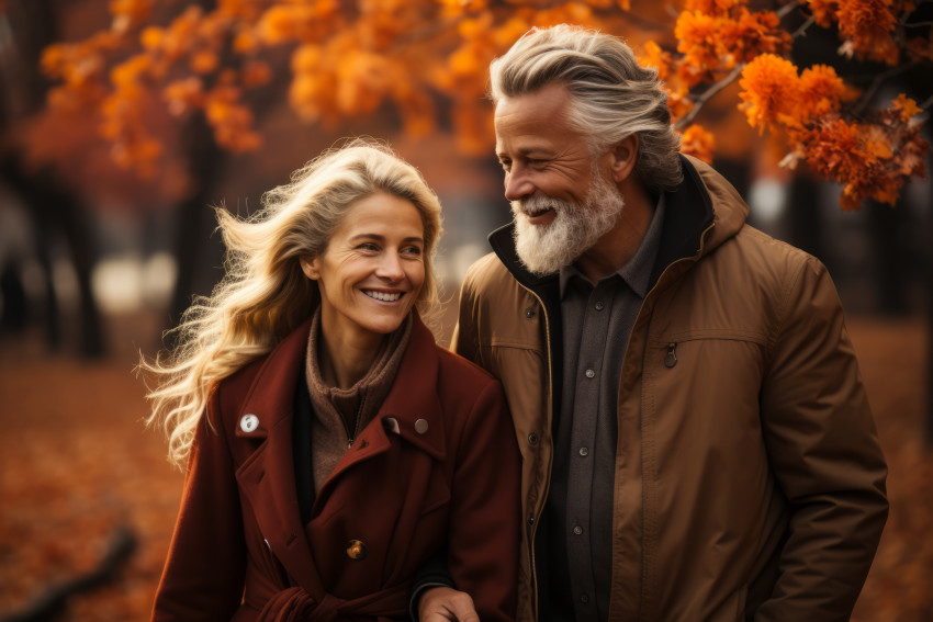 Loving older couple in Autumn
