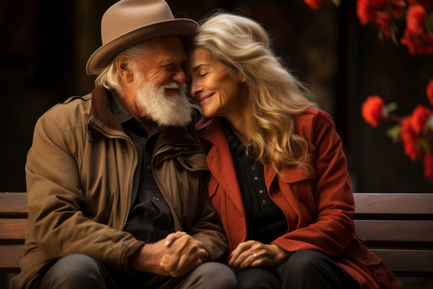 Loving older couple in Autumn