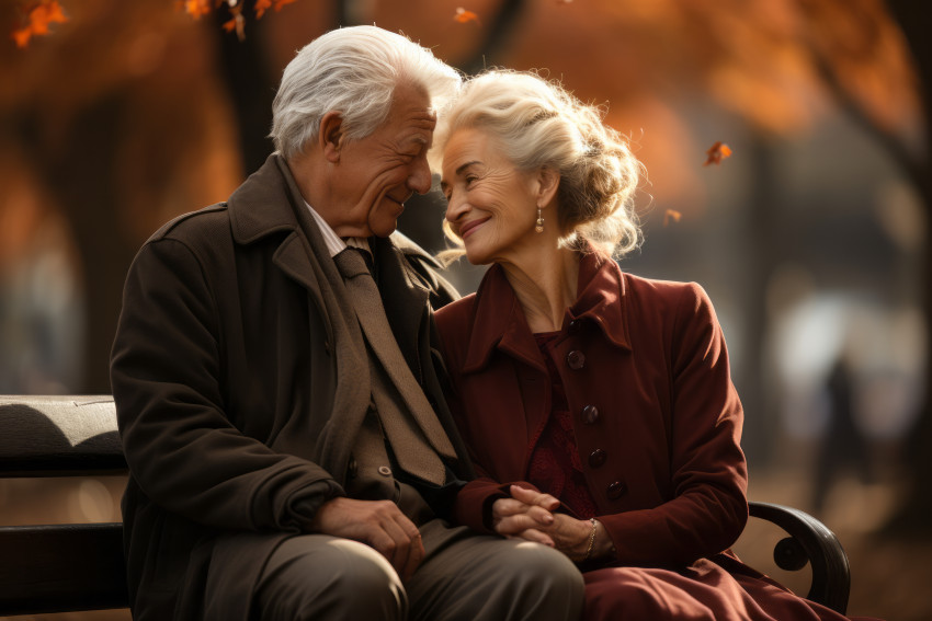 Loving older couple in Autumn