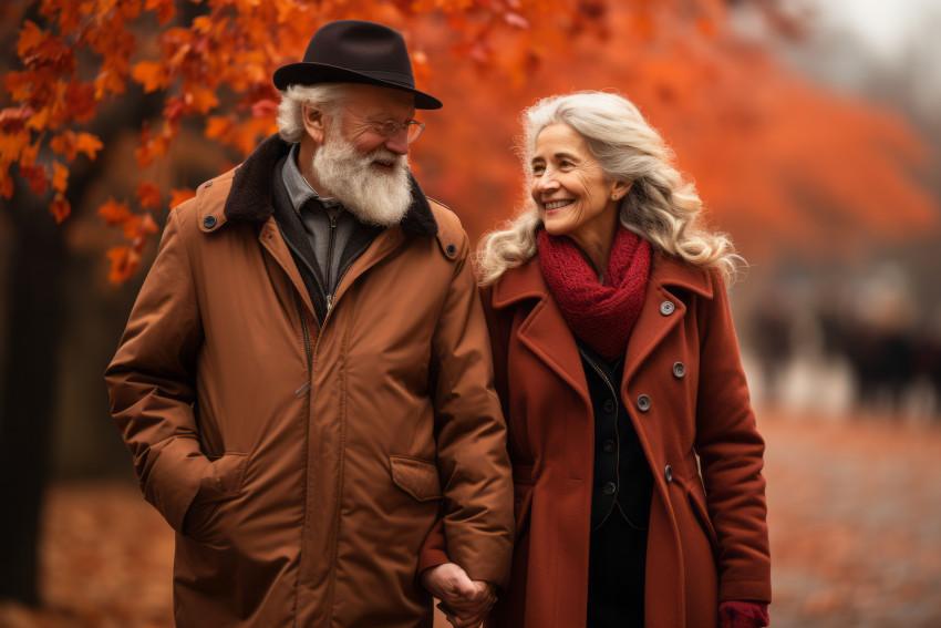 Loving older couple in Autumn