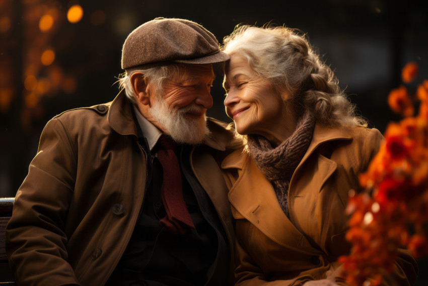 Loving older couple in Autumn