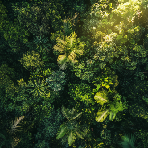 Lush Tropical Forest Canopy From Above