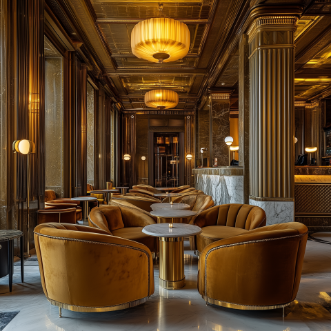 Luxurious Golden Lounge Interior Design
