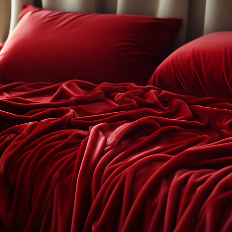 Luxurious Red Velvet Bedding Close-Up