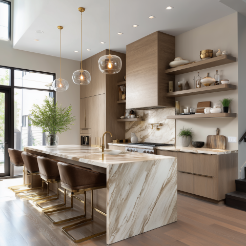 Luxury Modern Kitchen with Marble Island