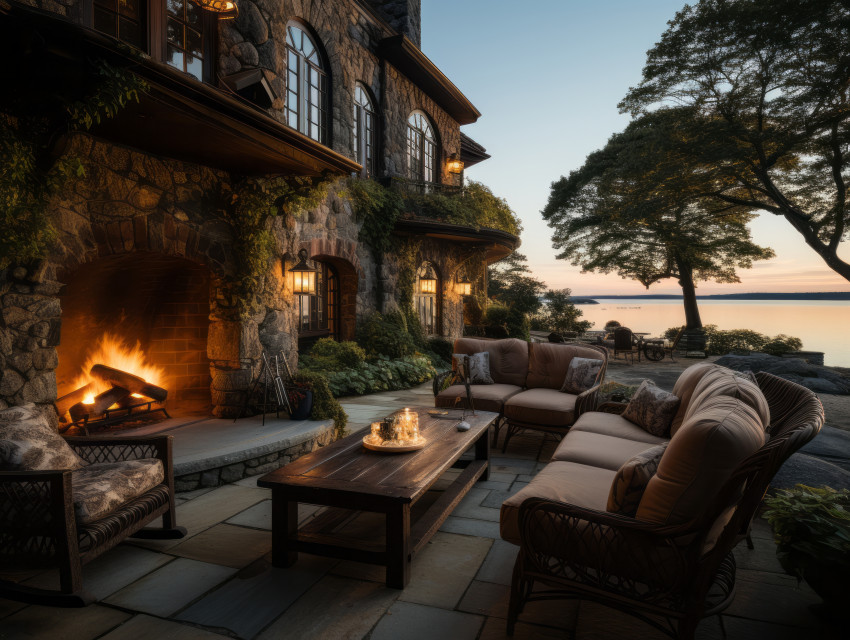 Luxury outdoor fireplace