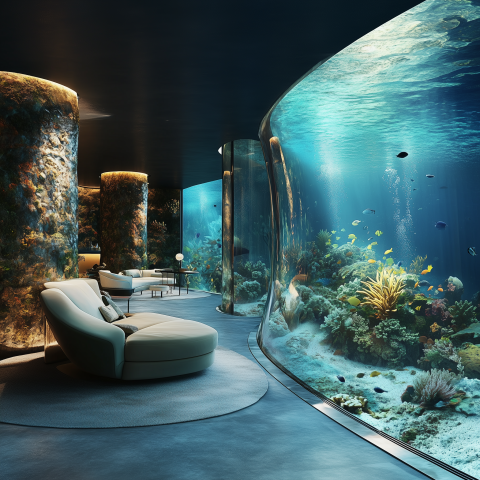 Luxury Underwater Lounge with Coral View
