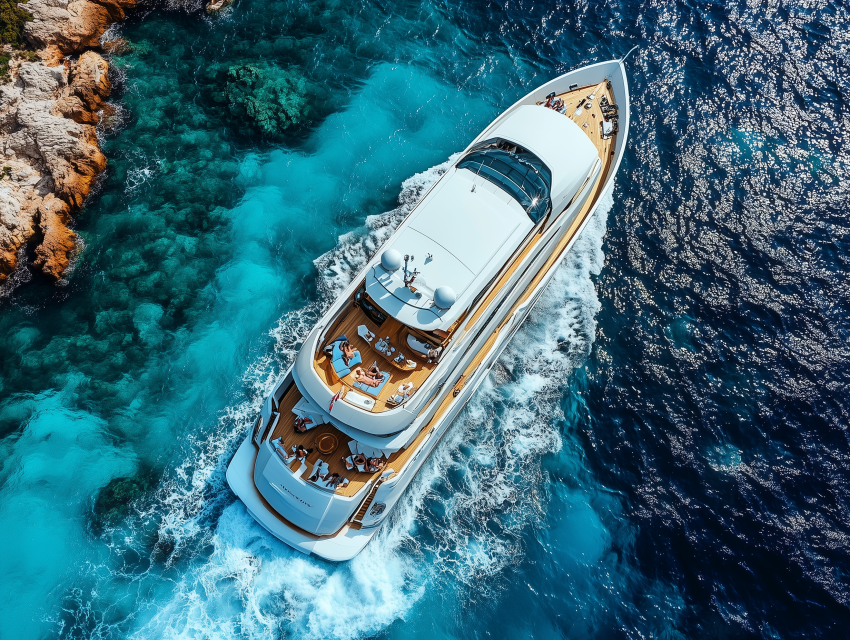 Luxury Yacht Cruising in Crystal Clear Waters