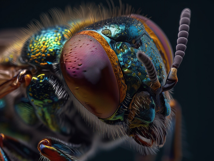 Macro Image of a Colorful Fly