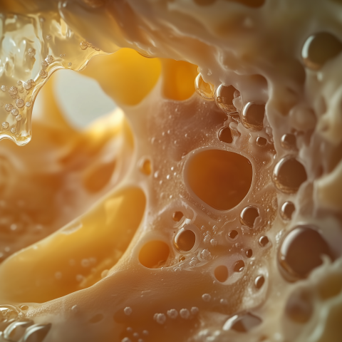 Macro View of Caramel Bubble Texture