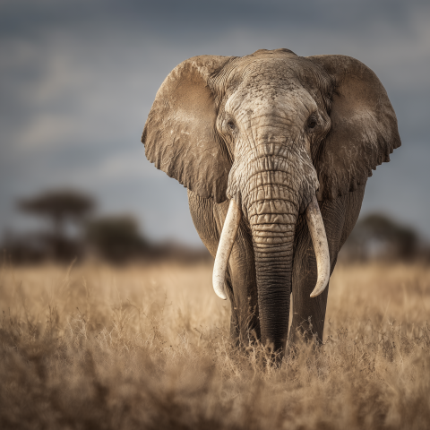 Majestic African Elephant in Savanna