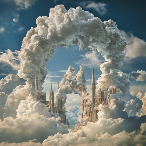 Majestic Cloud Castle Floating in Sky