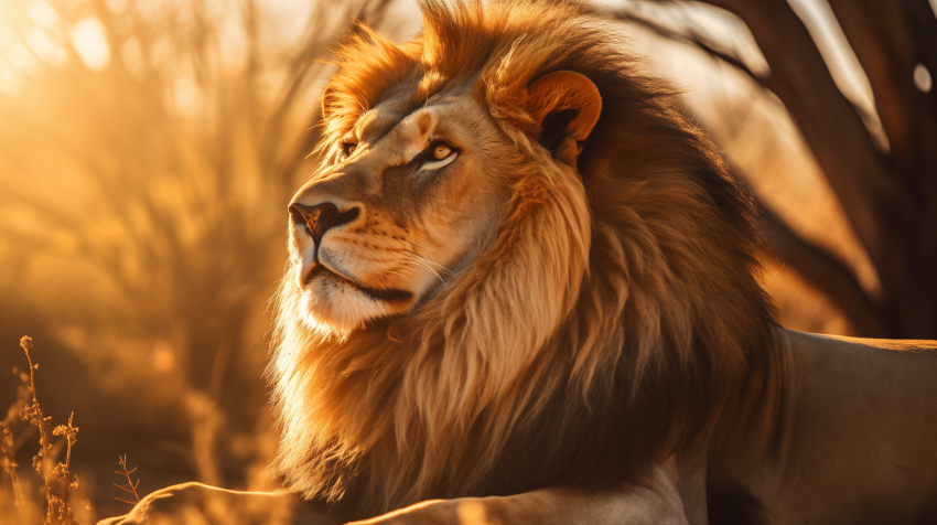 Majestic Lion in Golden Sunlight