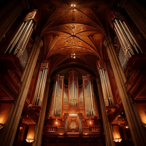 Majestic Pipe Organ Beneath Gothic Vaults