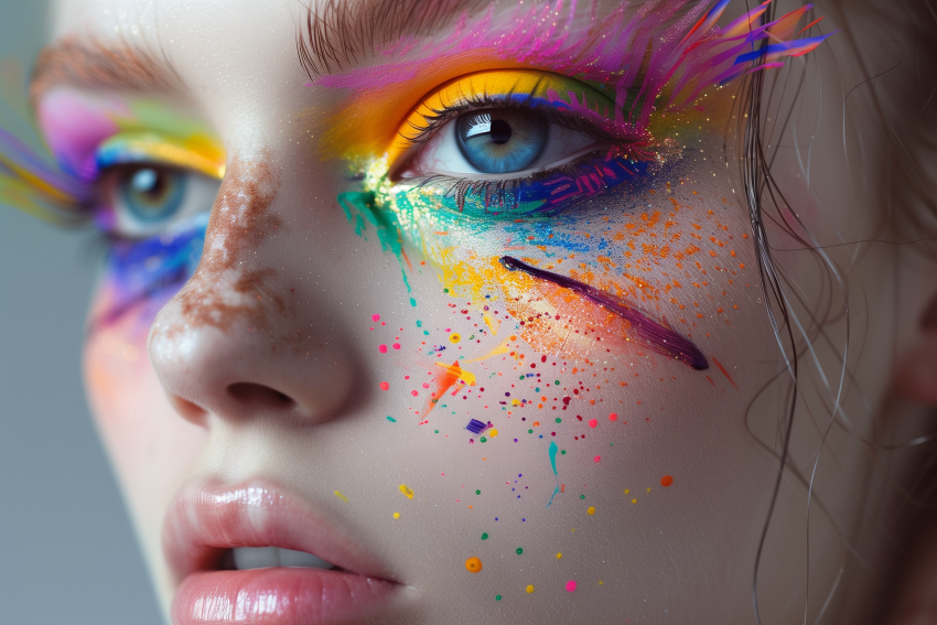 Woman with colorful makeup masterpieces