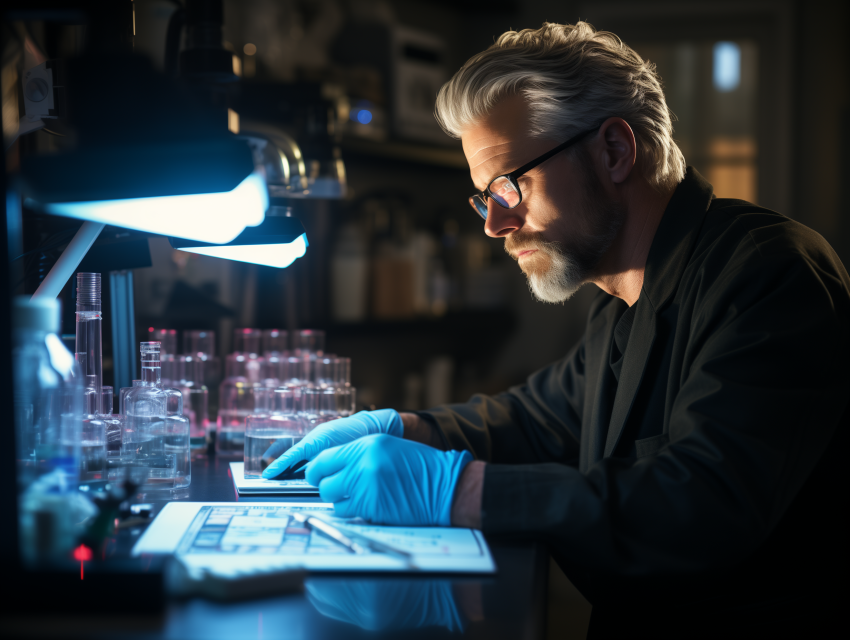 Male Researcher Conducting Lab Analysis