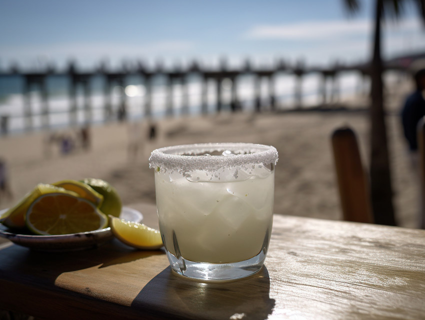 Margarita Glass on Beach Table