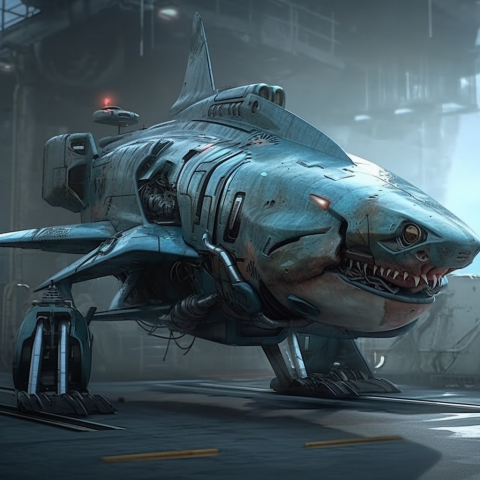 Mech Shark In Futuristic Setting
