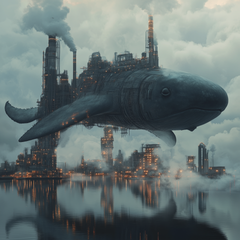 Mechanical Whale City in the Sky