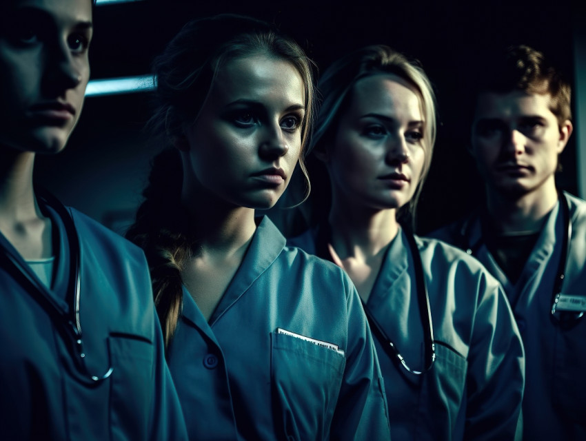 Medical Professionals in Uniform Group Portrait