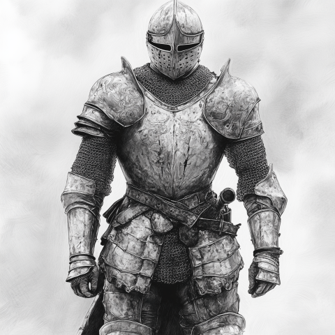 Medieval Knight in Full Plate Armor
