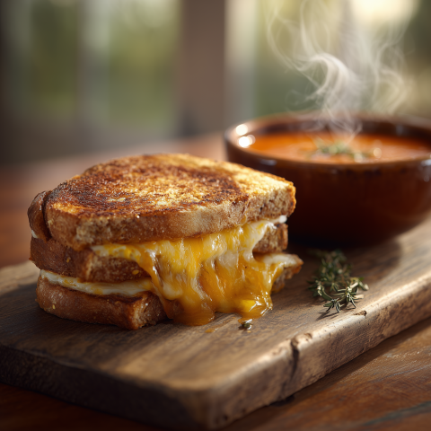 Melty Grilled Cheese with Tomato Soup